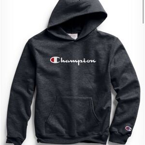 BIG KIDS' PULLOVER HOODIE, SCRIPT LOGO grey